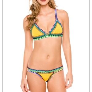 Crochet two piece yellow swim suit
